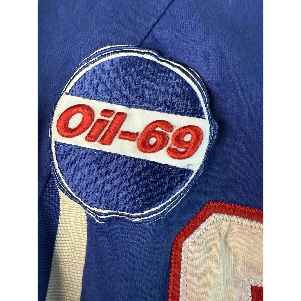 Vtg 100% Cotton Wishbone Racing Jacket Velvet Letter Stitched XL Red White Blue‎